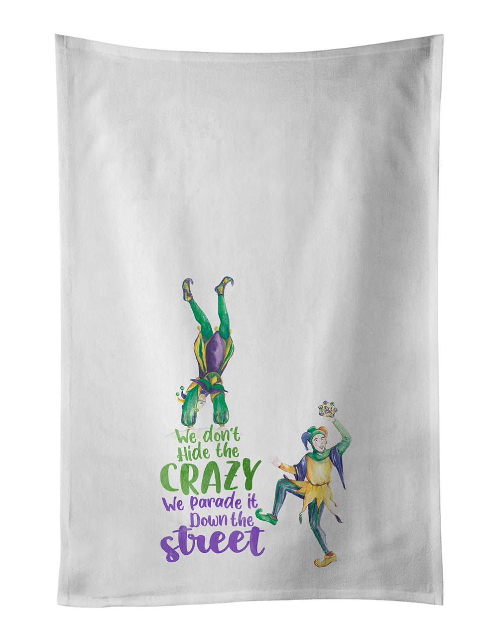 Buy this Jester Parade Mardi Gras White Kitchen Towel Set of 2 Dish Towels