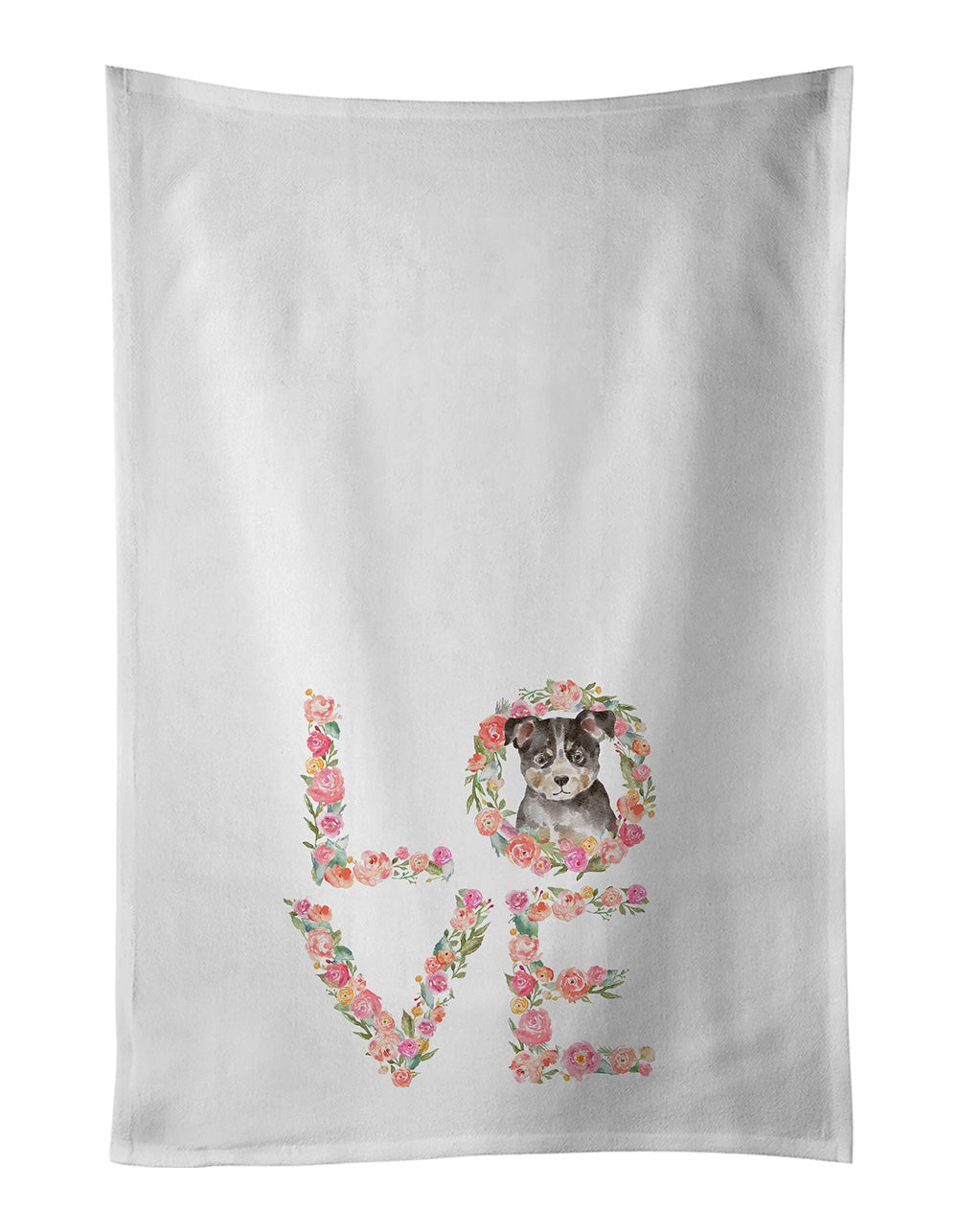 Buy this Australian Cattle Dog Puppy Love White Kitchen Towel Set of 2 Dish Towels