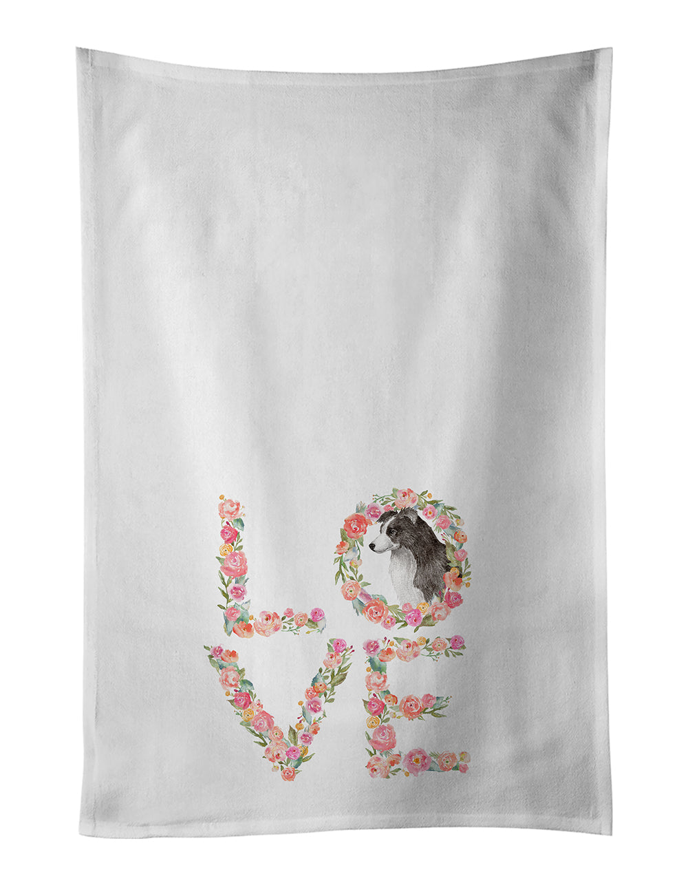 Buy this Border Collie Love White Kitchen Towel Set of 2 Dish Towels