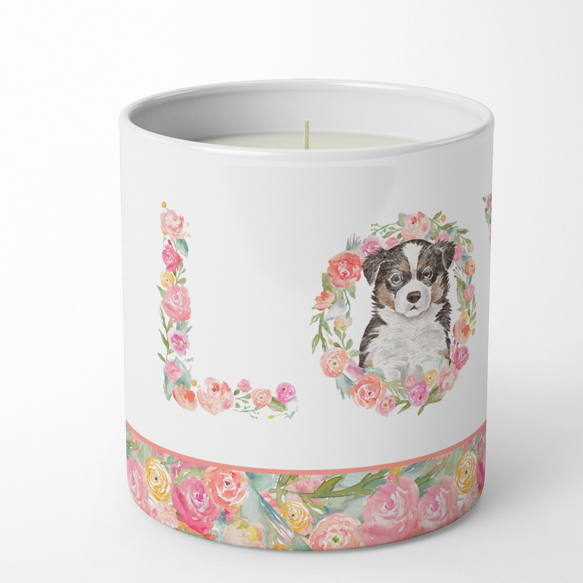 Tricolor Border Collie Puppy Love 10 oz Decorative Soy Candle - the-store.com