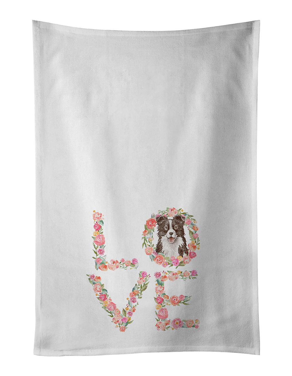 Buy this Border Collie #3 Love White Kitchen Towel Set of 2 Dish Towels