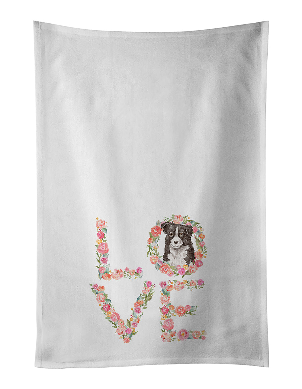 Buy this Border Collie #5 Love White Kitchen Towel Set of 2 Dish Towels