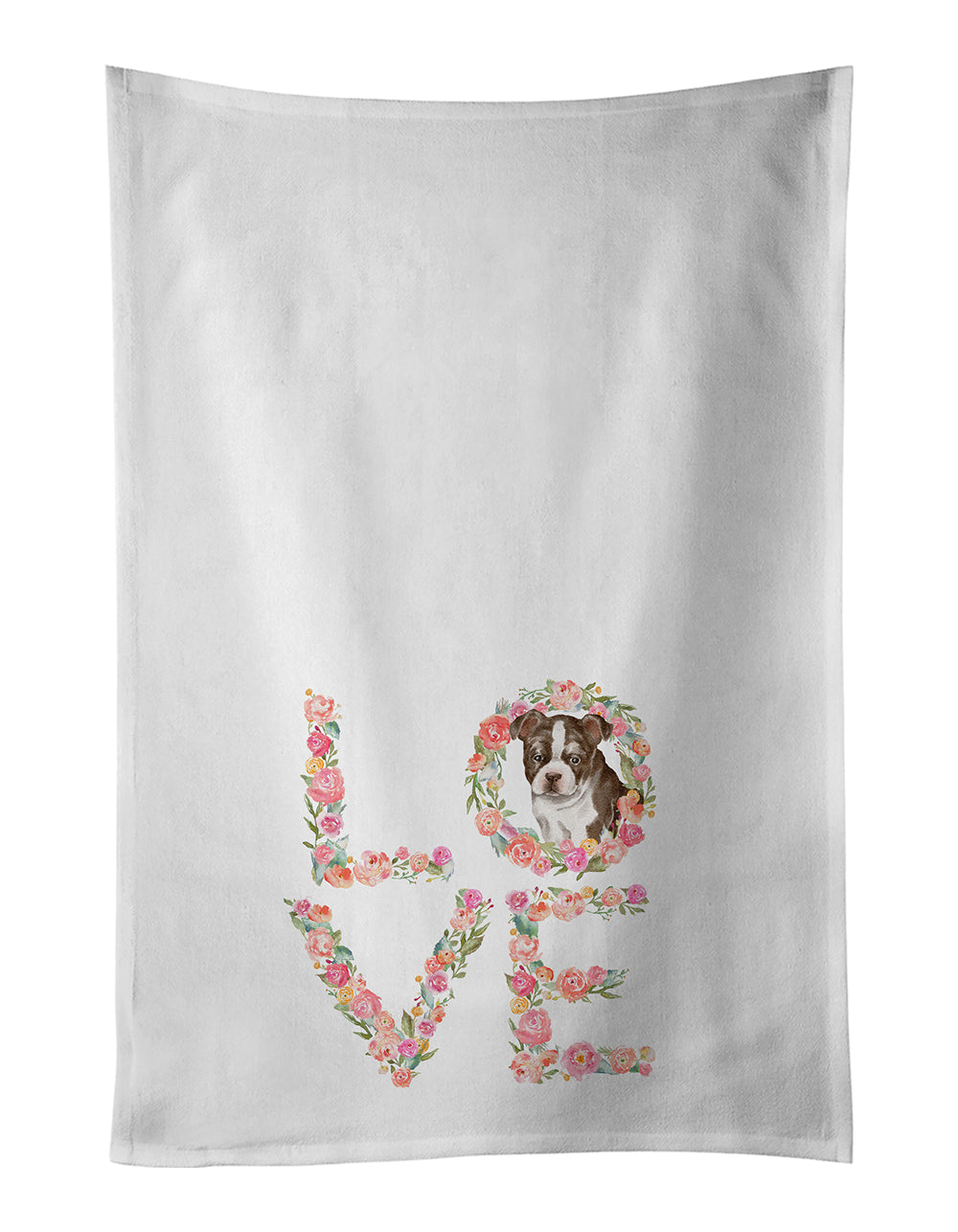 Buy this Boston Terrier Puppy #2 Love White Kitchen Towel Set of 2 Dish Towels