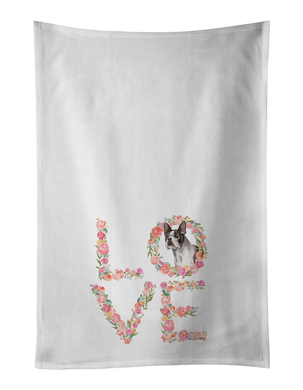 Buy this Boston Terrier Love White Kitchen Towel Set of 2 Dish Towels