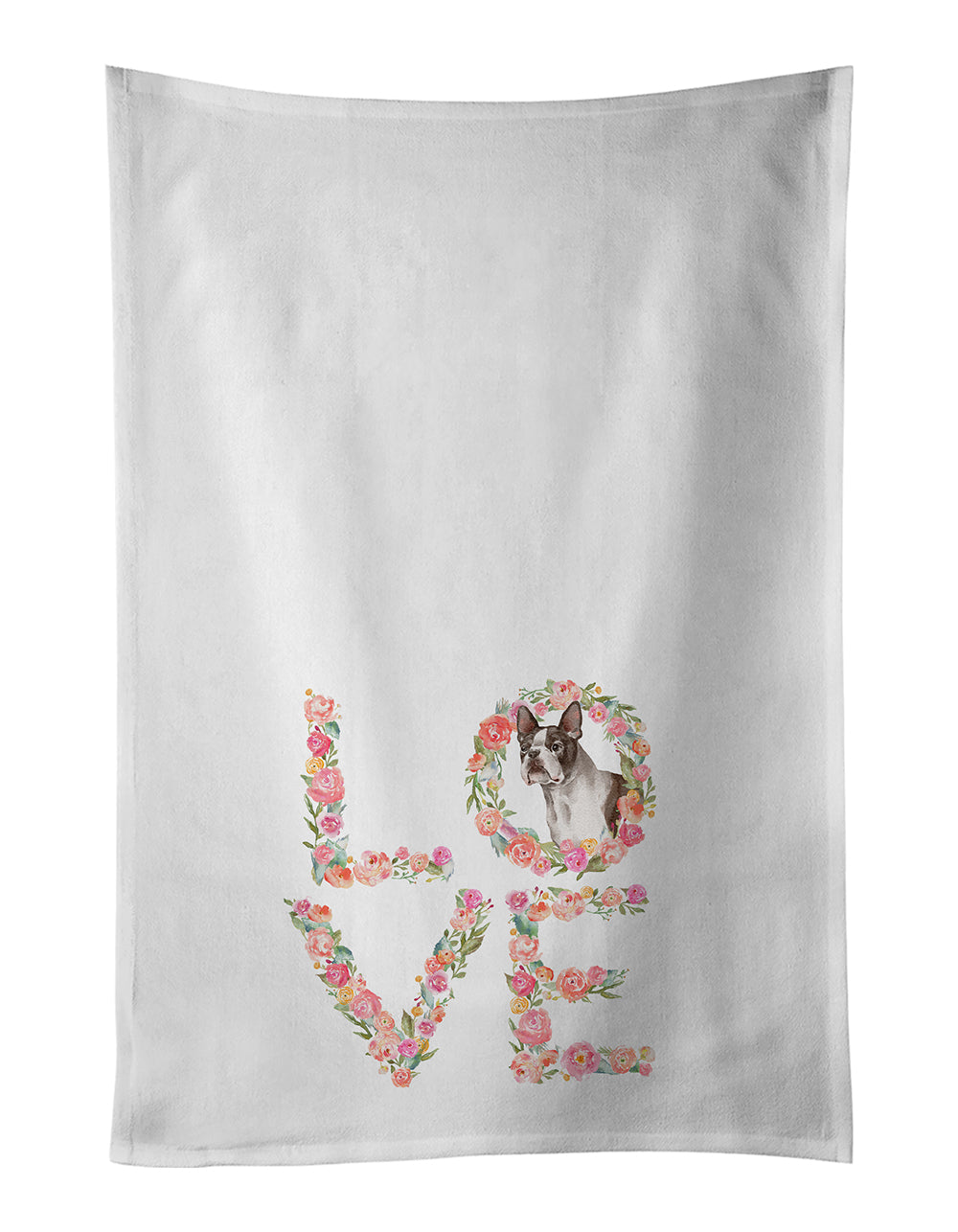 Buy this Boston Terrier #2 Love White Kitchen Towel Set of 2 Dish Towels