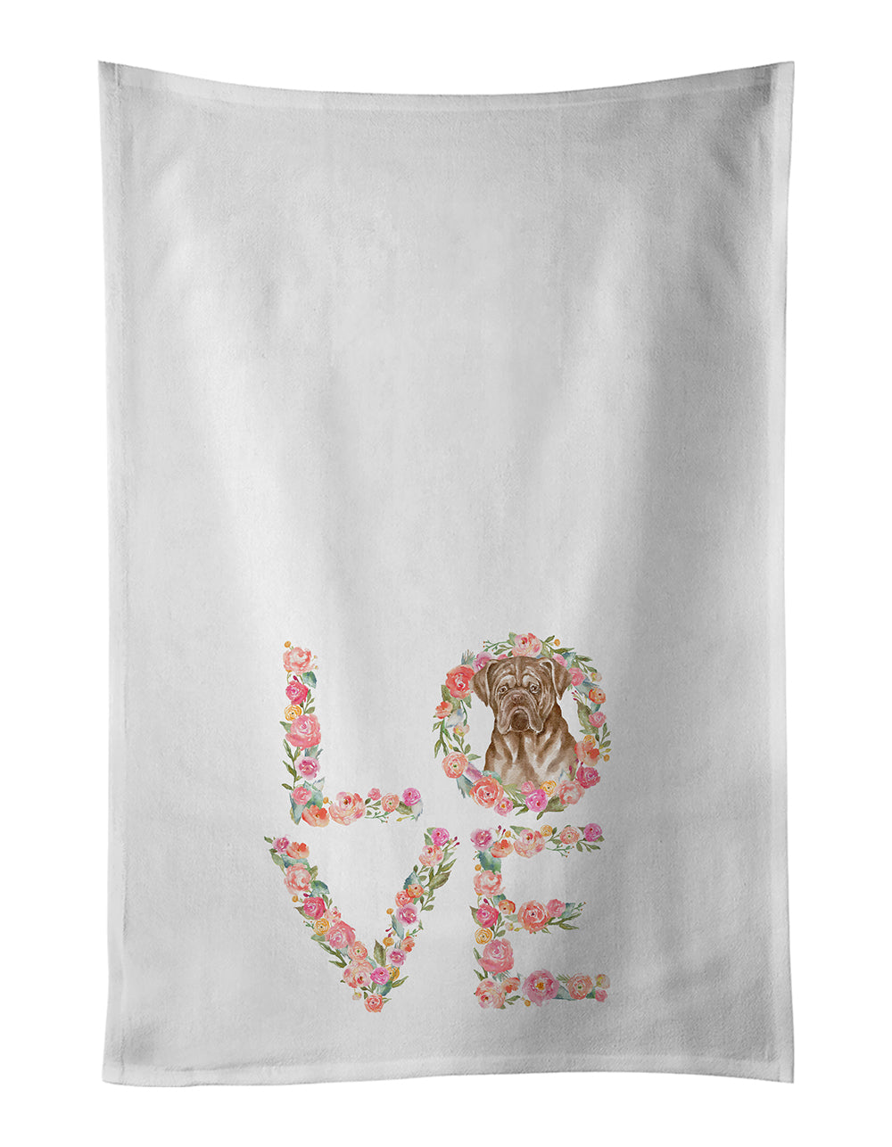 Buy this French Mastiff #4 Love White Kitchen Towel Set of 2 Dish Towels