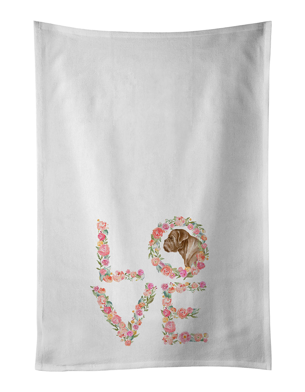 Buy this French Mastiff #5 Love White Kitchen Towel Set of 2 Dish Towels