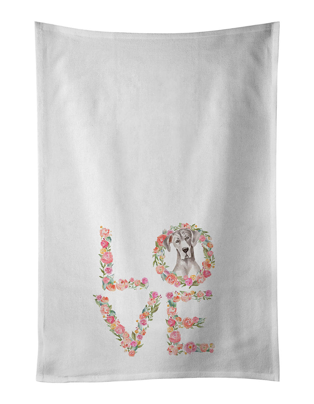 Buy this White Great Dane Love White Kitchen Towel Set of 2 Dish Towels