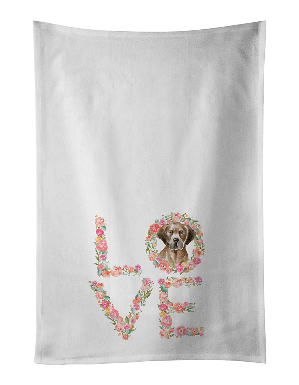 Buy this Fawn Great Dane Love White Kitchen Towel Set of 2 Dish Towels
