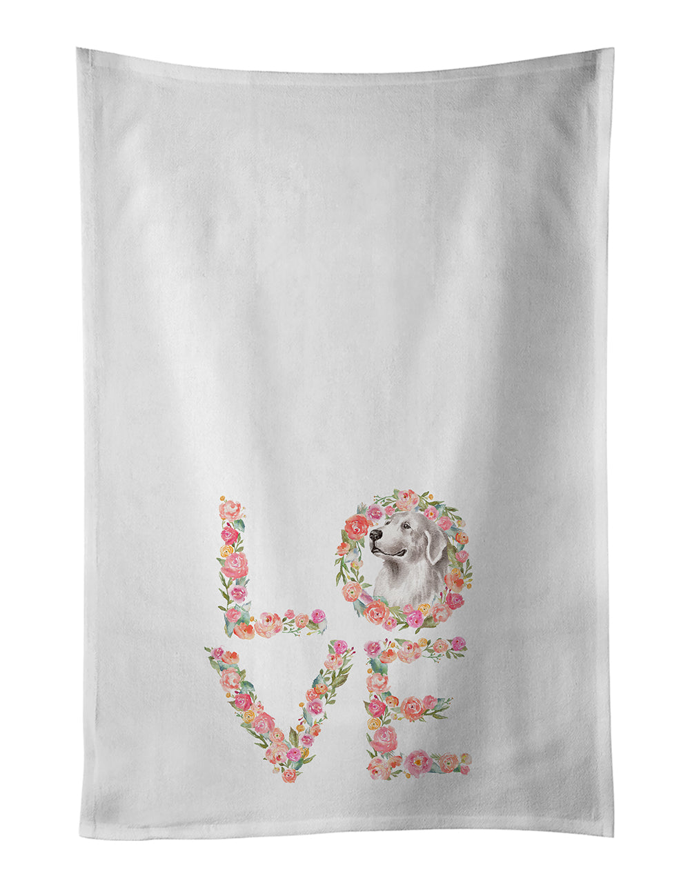 Buy this Great Pyrenees #2 Love White Kitchen Towel Set of 2 Dish Towels