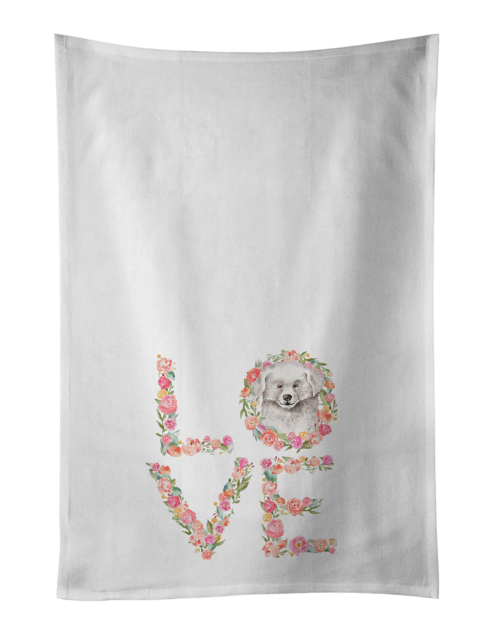Buy this Great Pyrenees Puppy Love White Kitchen Towel Set of 2 Dish Towels