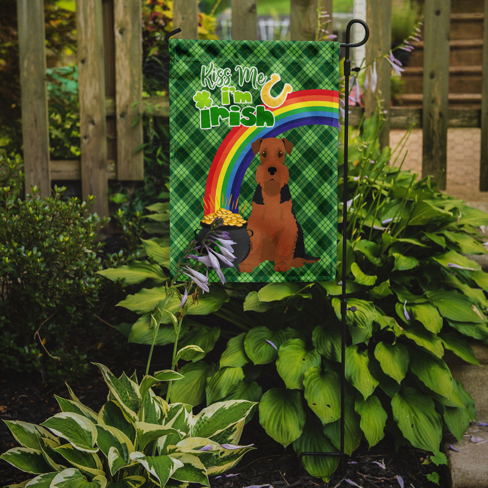 Black and Tan Airedale Terrier St. Patrick's Day Flag Garden Size
