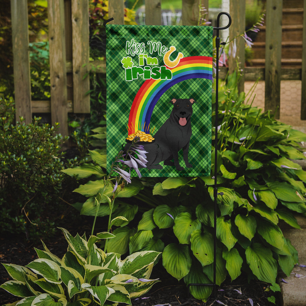 Black Pit Bull Terrier St. Patrick's Day Flag Garden Size