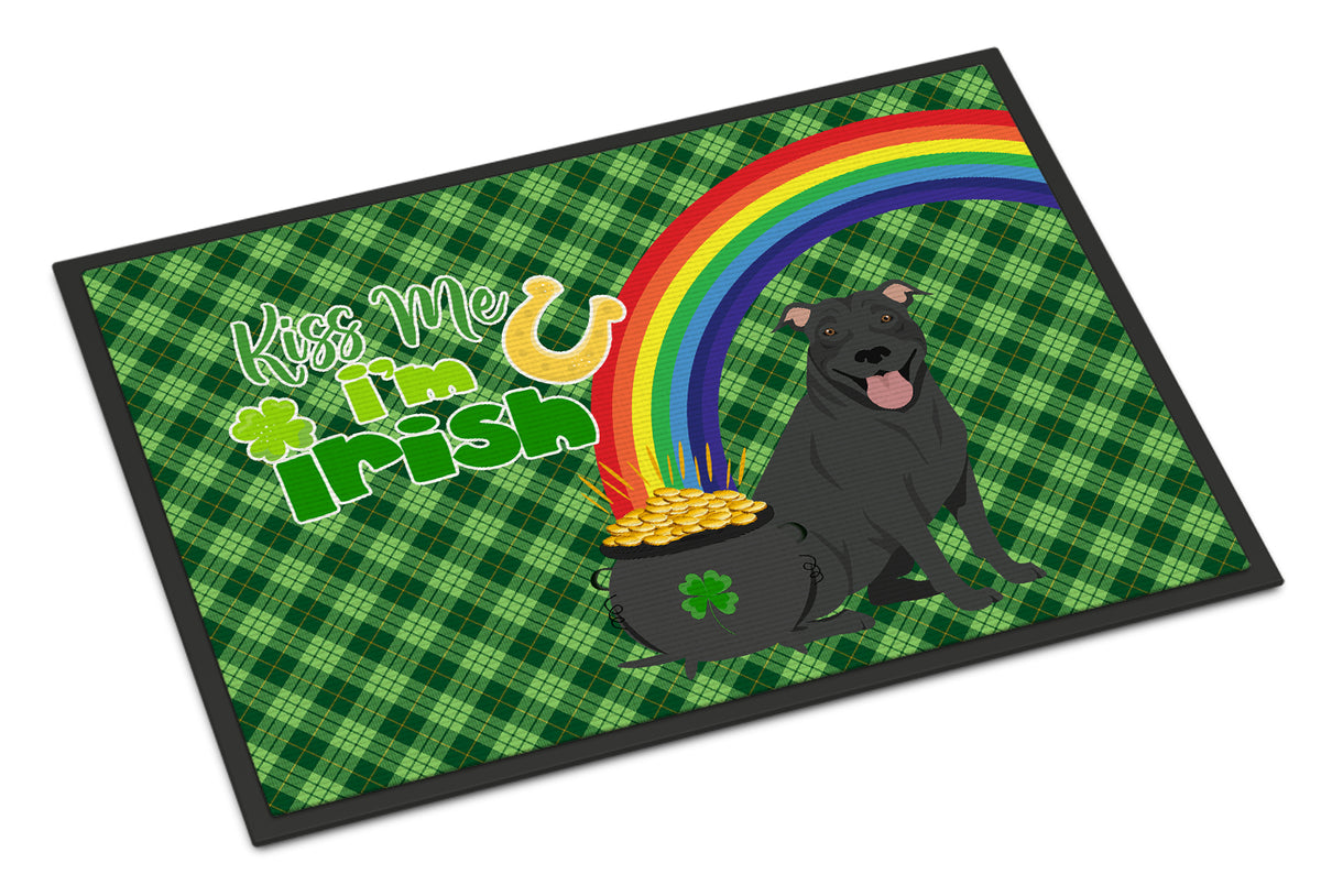 Buy this Black Pit Bull Terrier St. Patrick&#39;s Day Indoor or Outdoor Mat 24x36