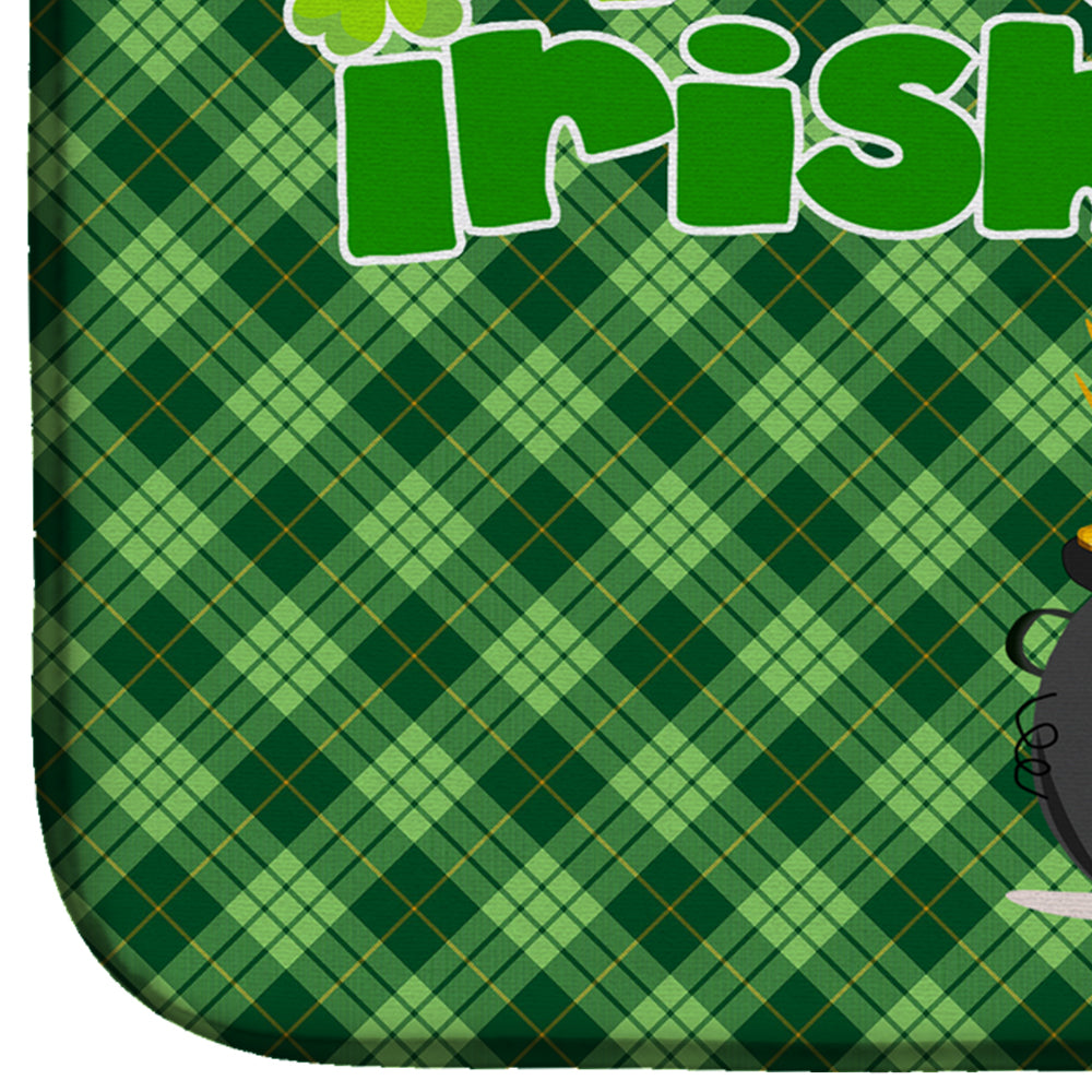 Blue and White Pit Bull Terrier St. Patrick's Day Dish Drying Mat