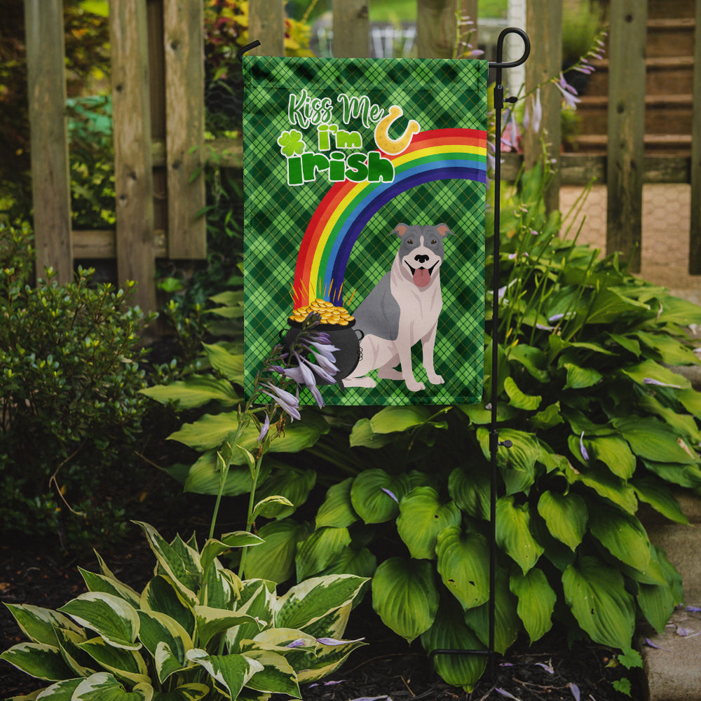 Blue and White Pit Bull Terrier St. Patrick's Day Flag Garden Size  the-store.com.