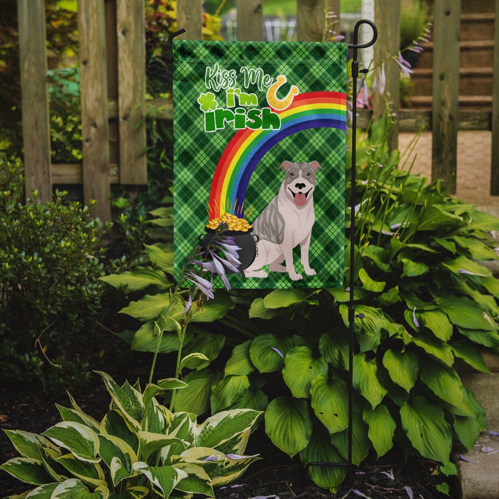 Blue Brindle Pit Bull Terrier St. Patrick's Day Flag Garden Size  the-store.com.