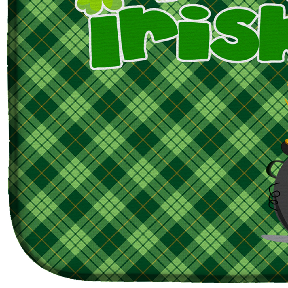 Blue Pit Bull Terrier St. Patrick's Day Dish Drying Mat
