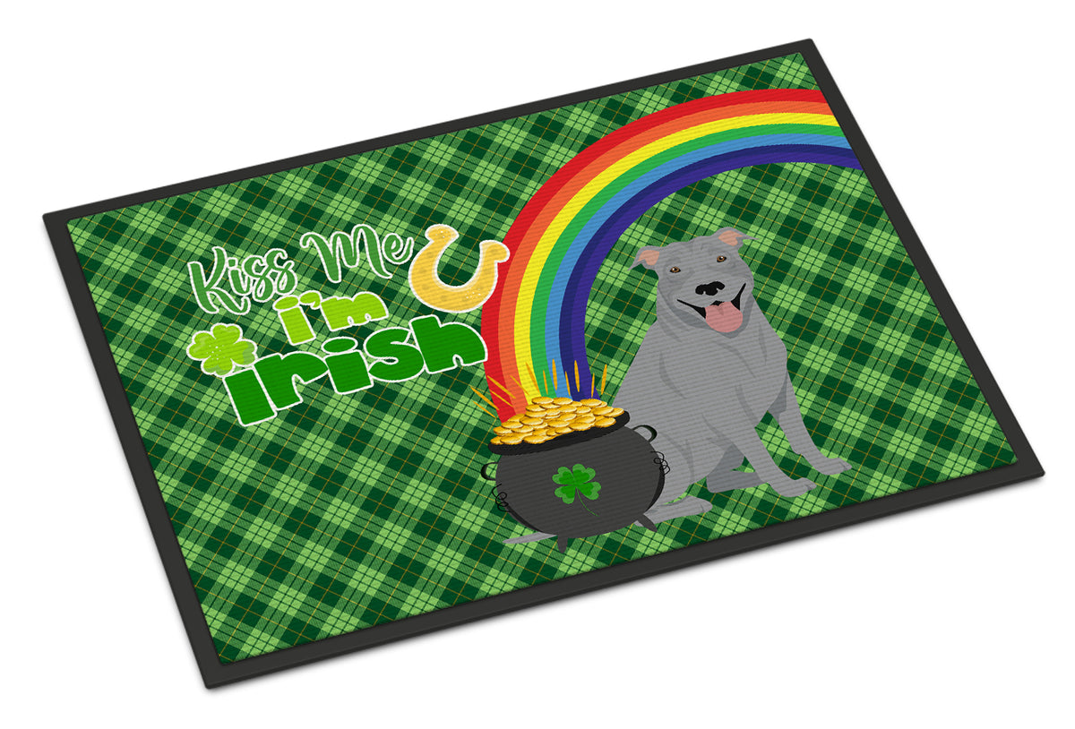 Buy this Blue Pit Bull Terrier St. Patrick&#39;s Day Indoor or Outdoor Mat 24x36