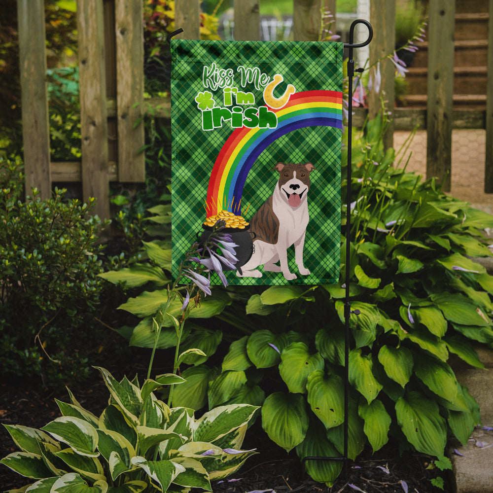 Fawn Brindle Pit Bull Terrier St. Patrick's Day Flag Garden Size  the-store.com.