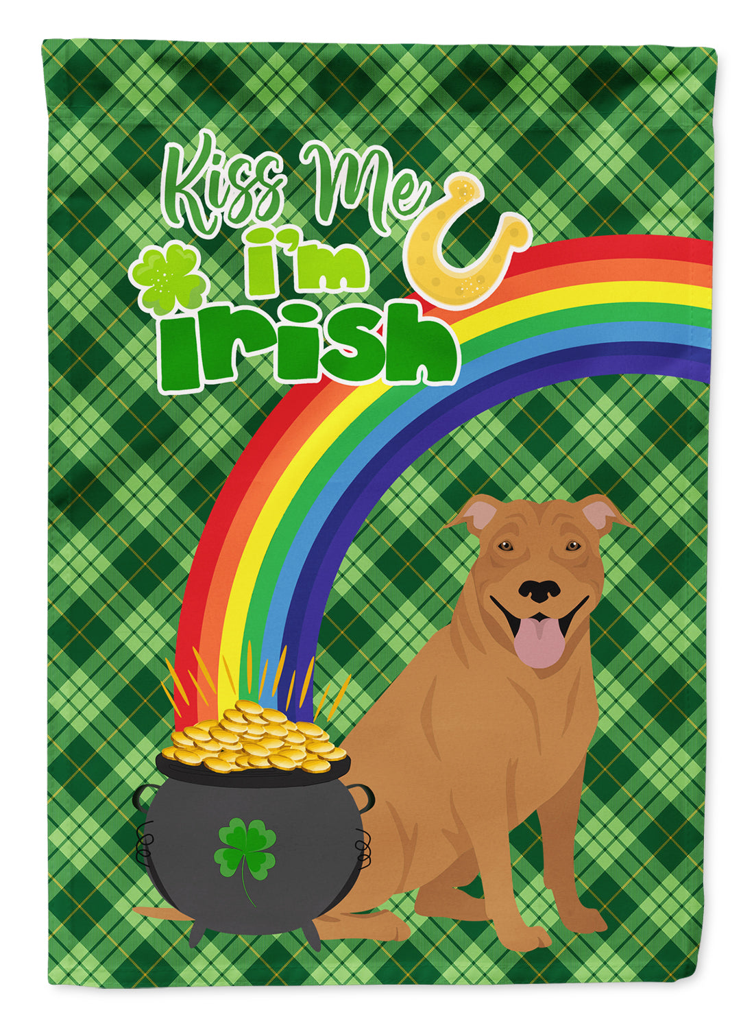 Red Pit Bull Terrier St. Patrick&#39;s Day Flag Garden Size  the-store.com.