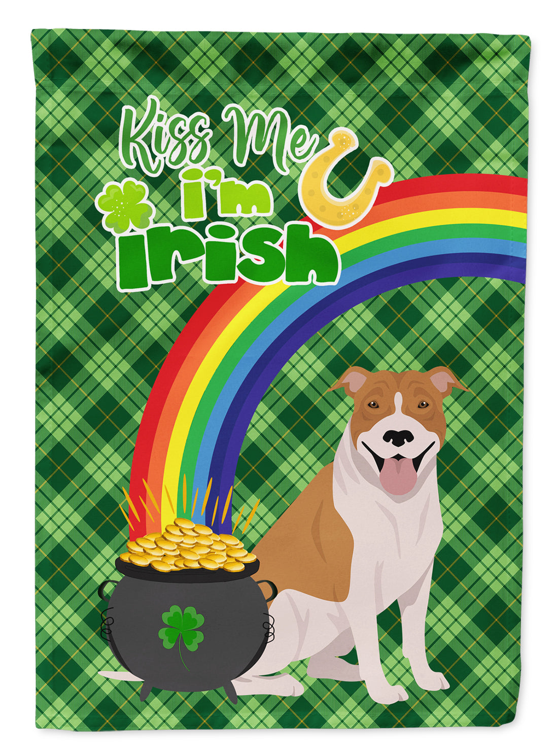 Red and White Pit Bull Terrier St. Patrick&#39;s Day Flag Garden Size