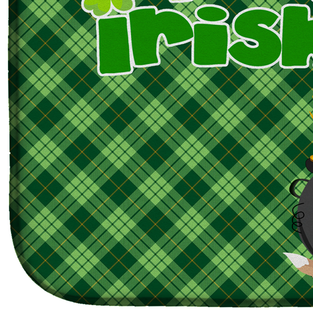 Lemon and White Tricolor Basset Hound St. Patrick's Day Dish Drying Mat