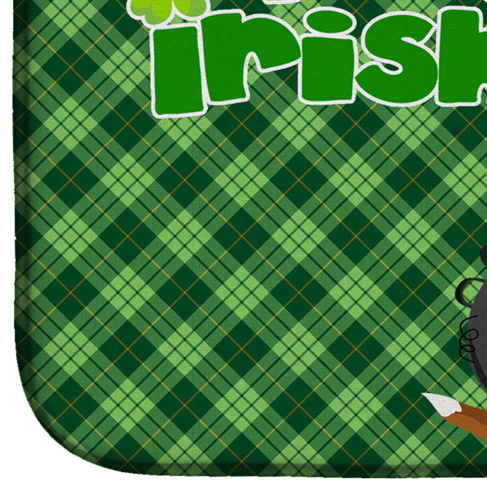 Red and White Tricolor Basset Hound St. Patrick's Day Dish Drying Mat
