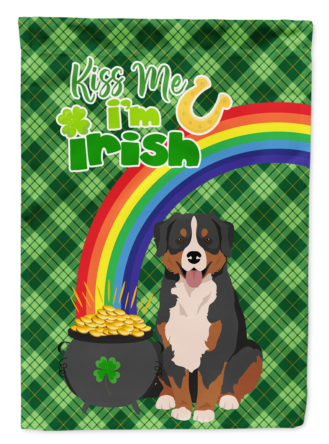 Bernese Mountain Dog St. Patrick&#39;s Day Flag Garden Size  the-store.com.