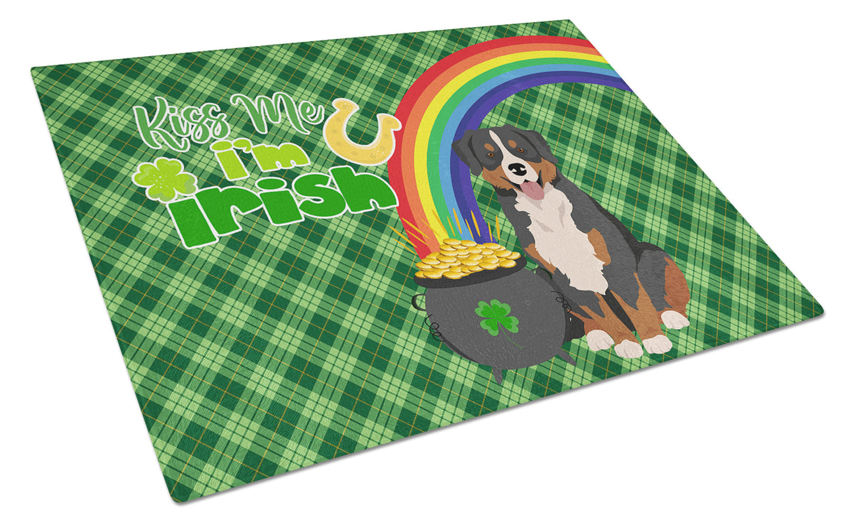 Buy this Bernese Mountain Dog St. Patrick&#39;s Day Glass Cutting Board Large