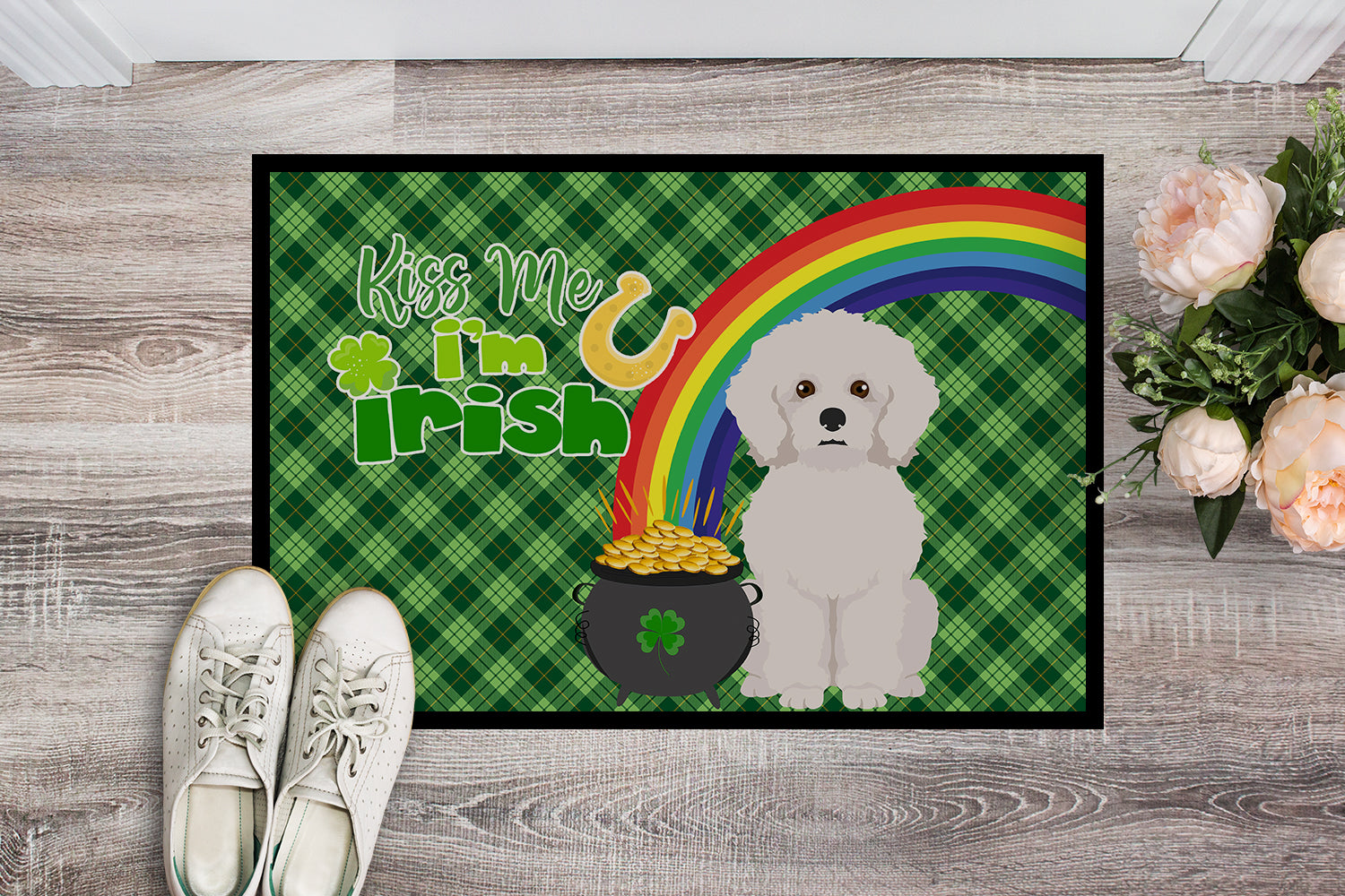 Bichon Frise St. Patrick's Day Indoor or Outdoor Mat 24x36 - the-store.com