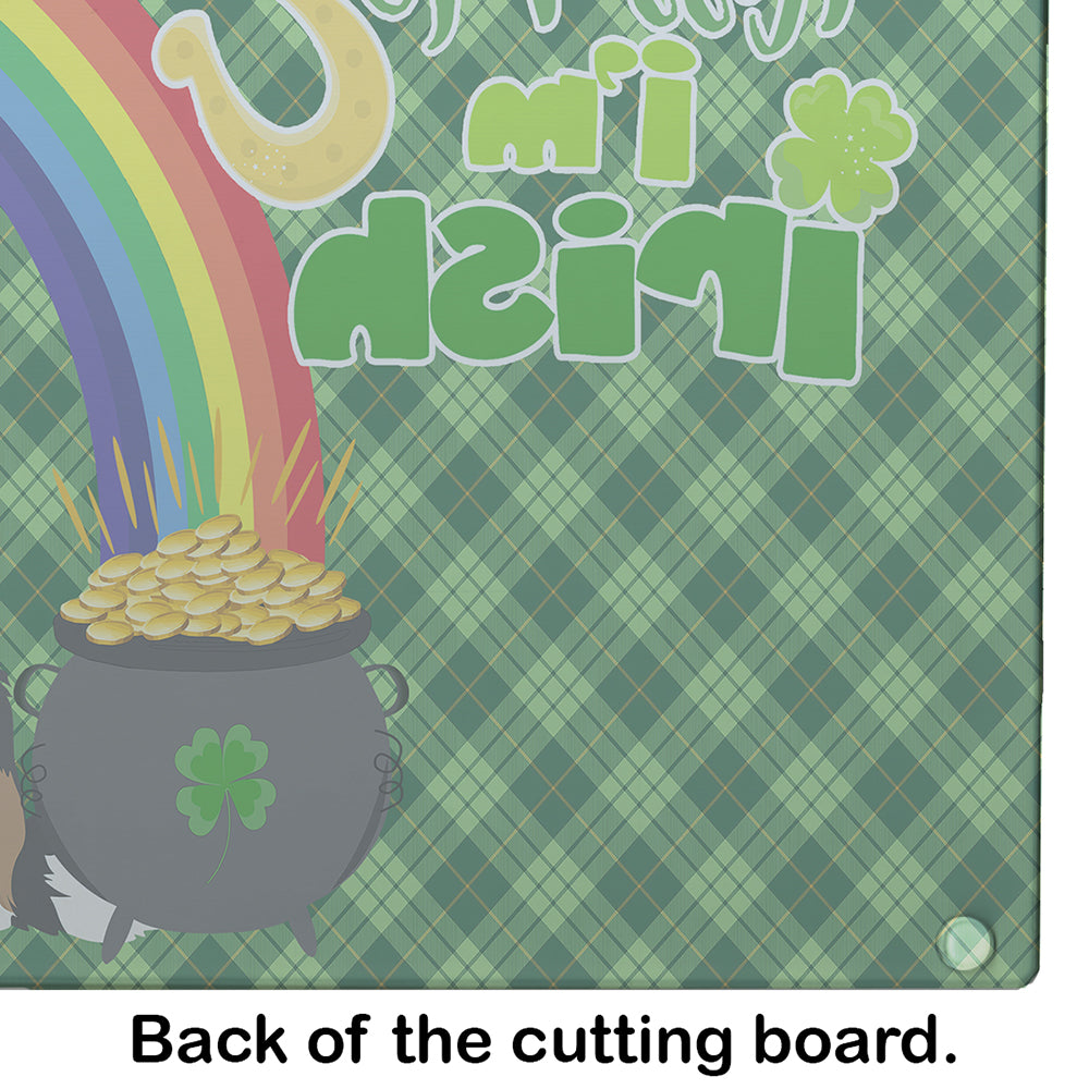 Tricolor Border Collie St. Patrick's Day Glass Cutting Board Large - the-store.com