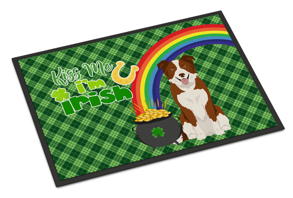 Buy this Red and White Border Collie St. Patrick&#39;s Day Indoor or Outdoor Mat 24x36