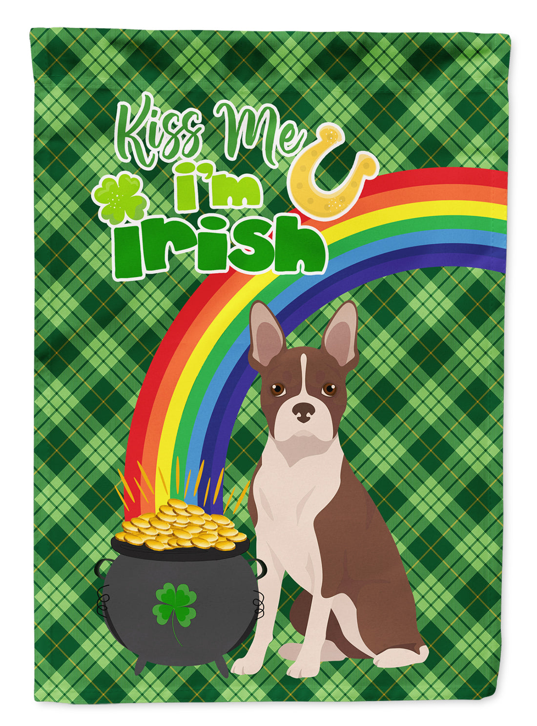 Red Boston Terrier St. Patrick&#39;s Day Flag Garden Size  the-store.com.