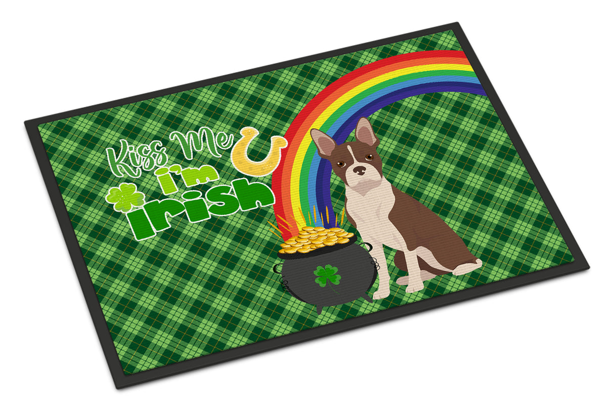 Buy this Red Boston Terrier St. Patrick&#39;s Day Indoor or Outdoor Mat 24x36