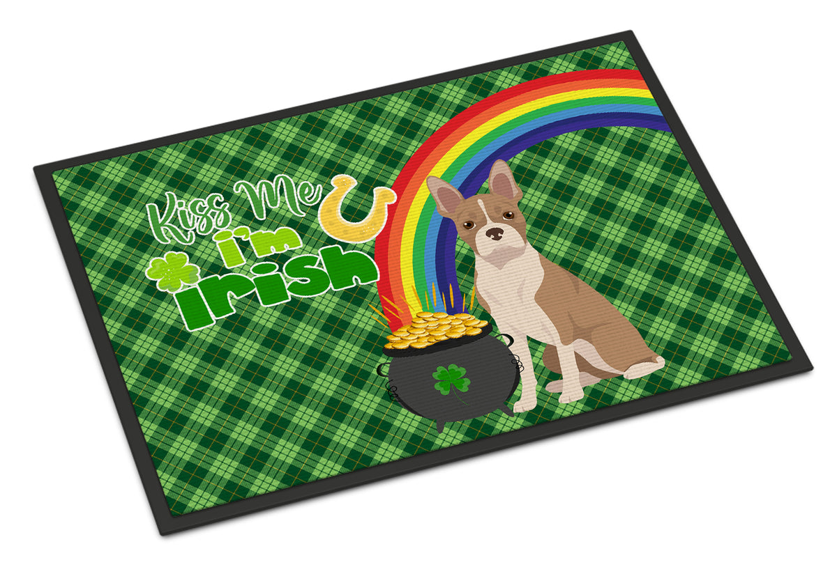 Buy this Fawn Boston Terrier St. Patrick&#39;s Day Indoor or Outdoor Mat 24x36