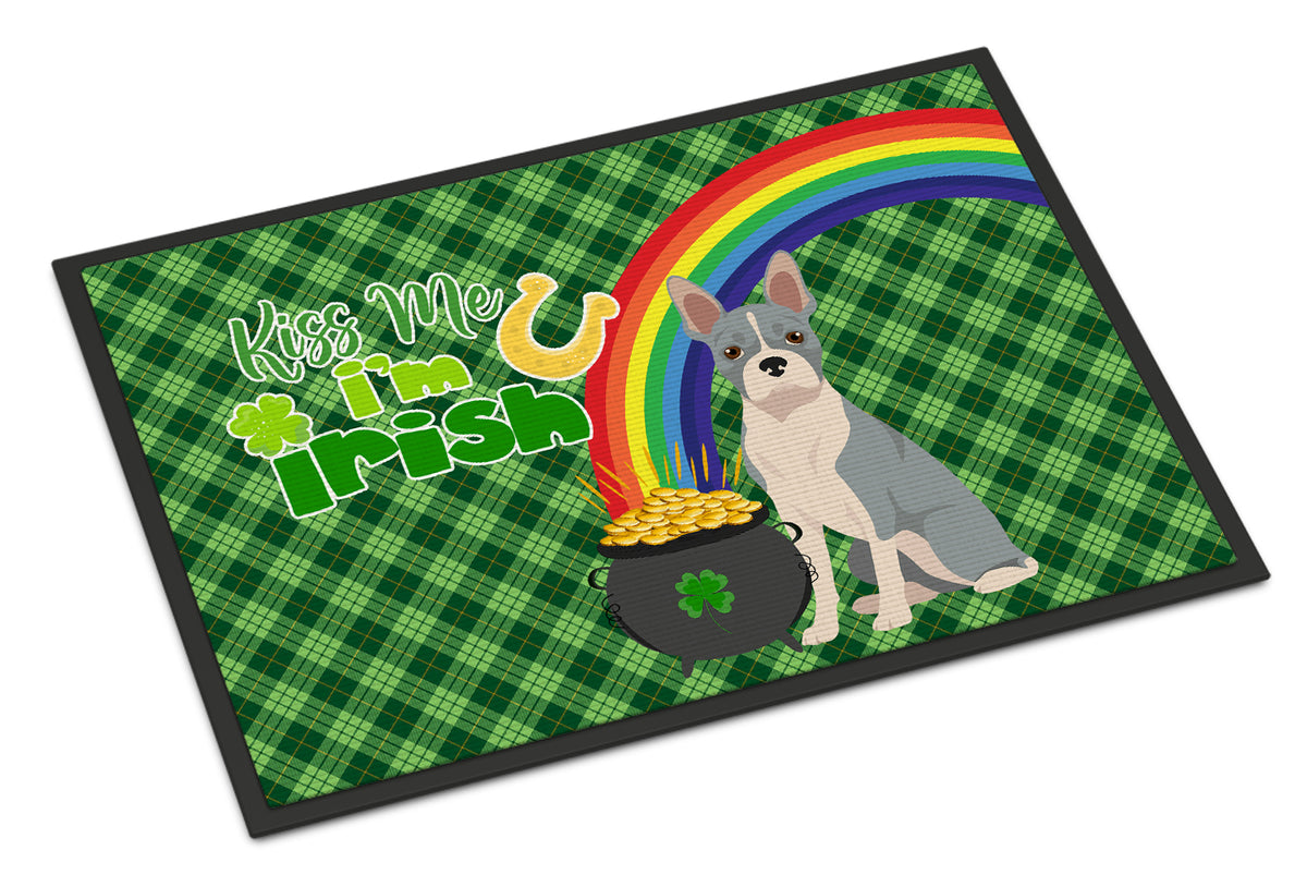 Buy this Blue Boston Terrier St. Patrick&#39;s Day Indoor or Outdoor Mat 24x36