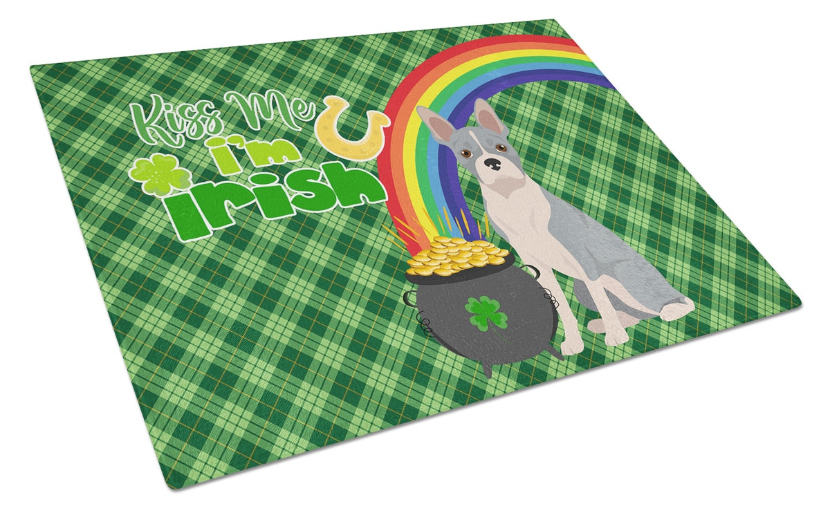 Buy this Blue Boston Terrier St. Patrick&#39;s Day Glass Cutting Board Large
