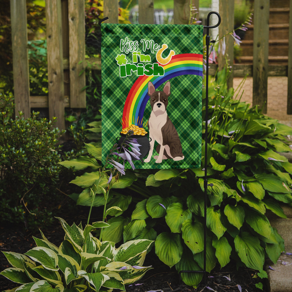 Brindle Boston Terrier St. Patrick's Day Flag Garden Size