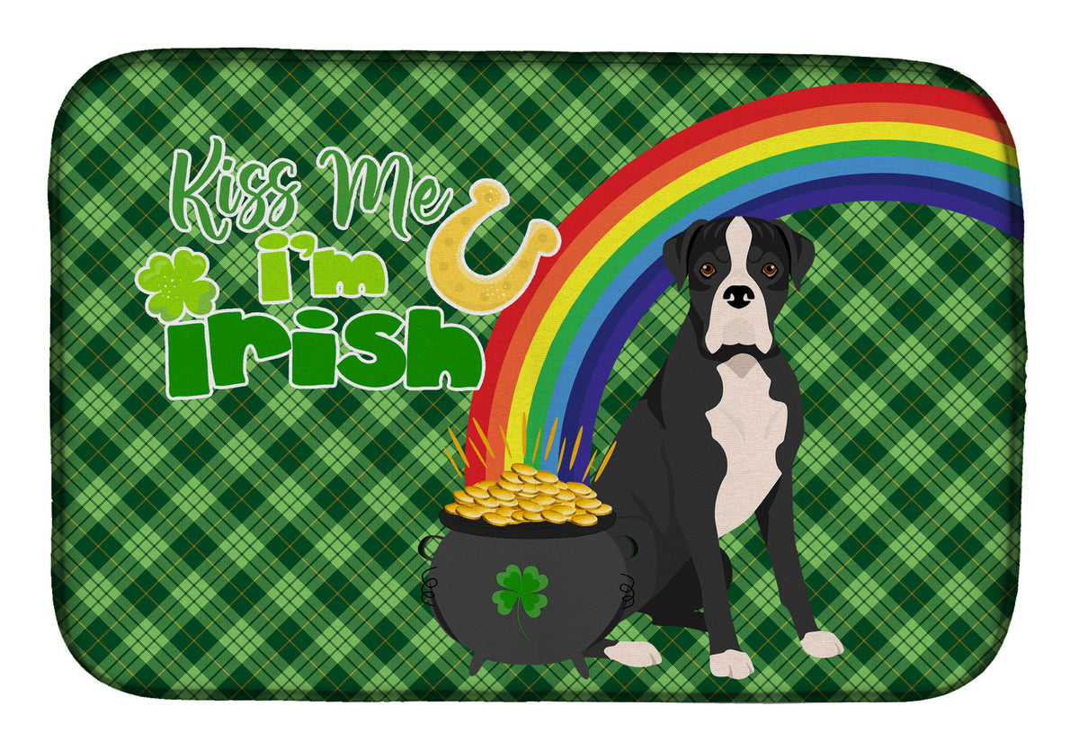 Natural Eared Black Boxer St. Patrick&#39;s Day Dish Drying Mat
