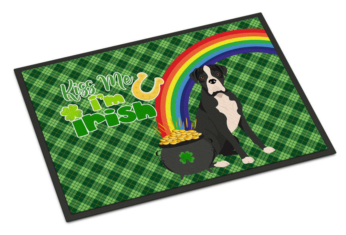 Buy this Natural Eared Black Boxer St. Patrick&#39;s Day Indoor or Outdoor Mat 24x36