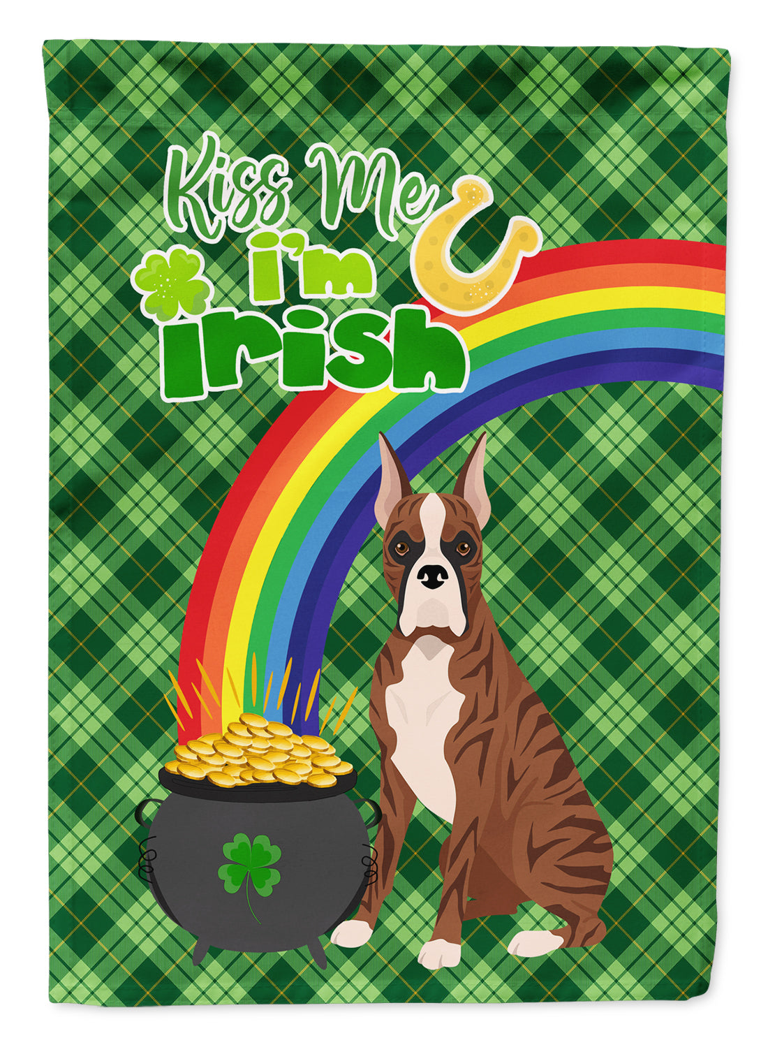 Red Brindle Boxer St. Patrick's Day Flag Garden Size  the-store.com.