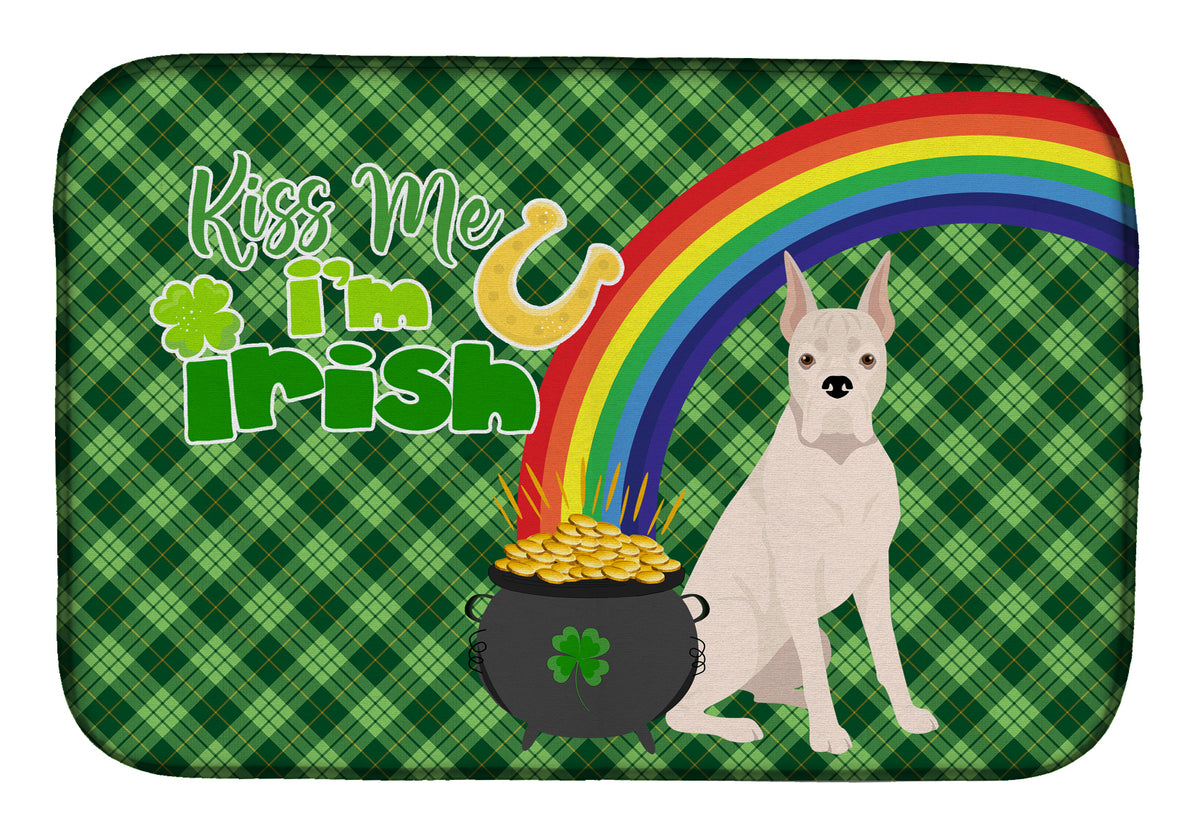 White Boxer St. Patrick&#39;s Day Dish Drying Mat  the-store.com.
