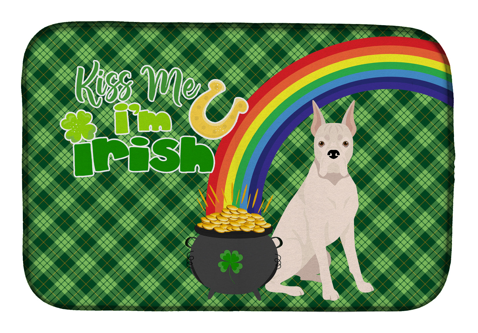 White Boxer St. Patrick's Day Dish Drying Mat  the-store.com.