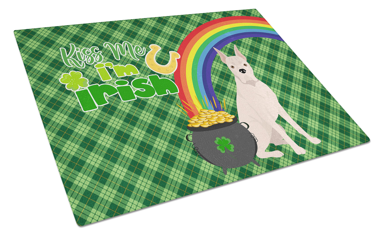 Buy this White Boxer St. Patrick's Day Glass Cutting Board Large