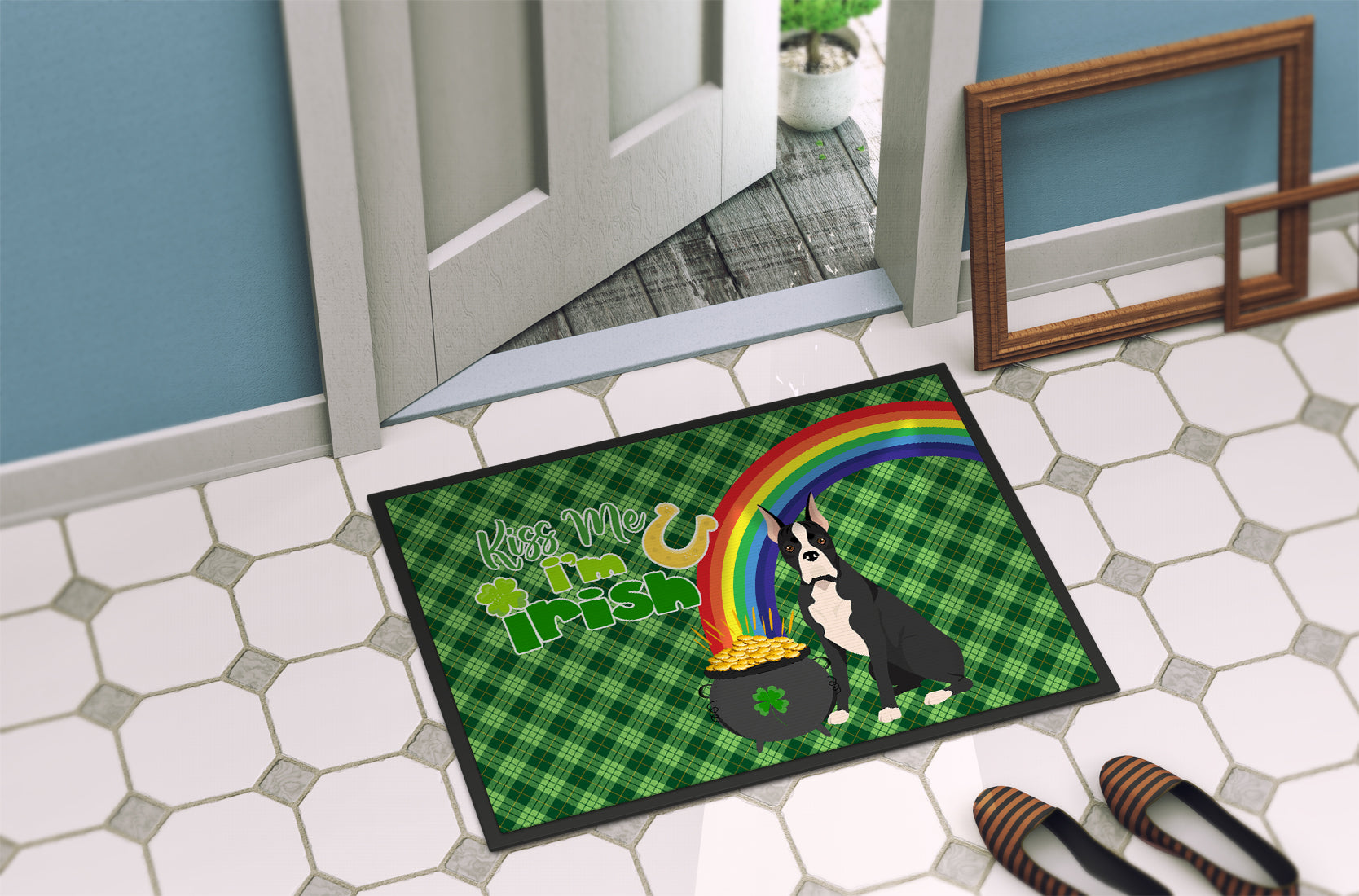 Black Boxer St. Patrick's Day Indoor or Outdoor Mat 24x36 - the-store.com