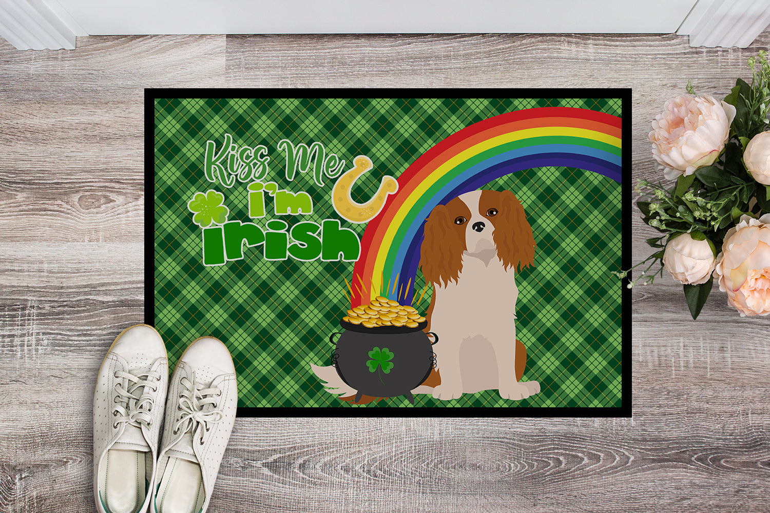 Blenheim Cavalier Spaniel St. Patrick's Day Indoor or Outdoor Mat 24x36 - the-store.com