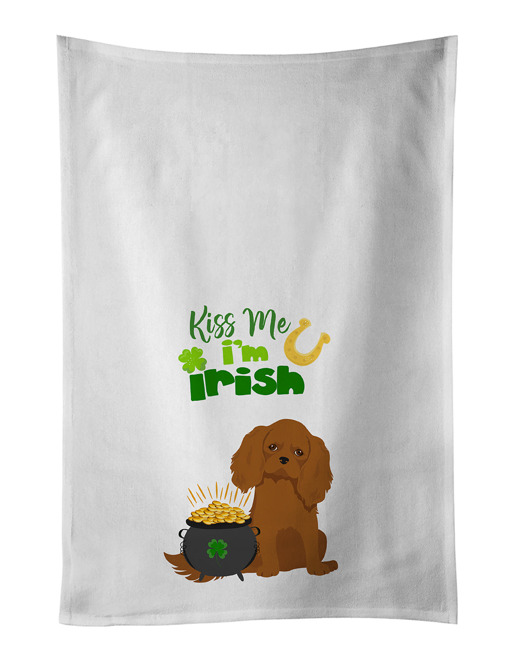 Buy this Ruby Cavalier Spaniel St. Patrick&#39;s Day White Kitchen Towel Set of 2 Dish Towels