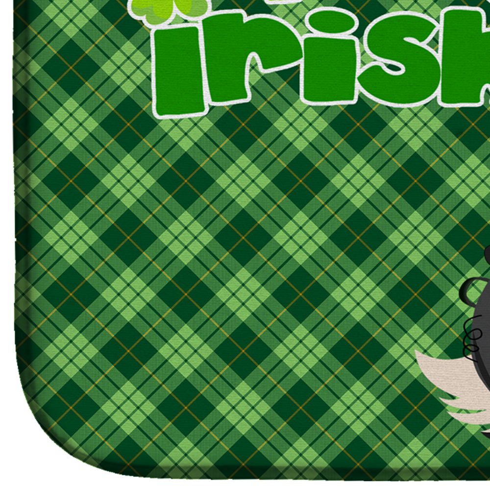 Tricolor Cavalier Spaniel St. Patrick's Day Dish Drying Mat