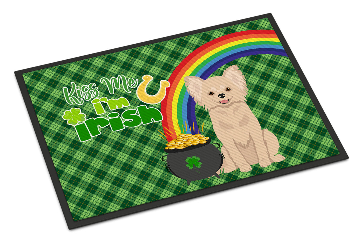 Buy this Longhaired Cream Chihuahua St. Patrick&#39;s Day Indoor or Outdoor Mat 24x36